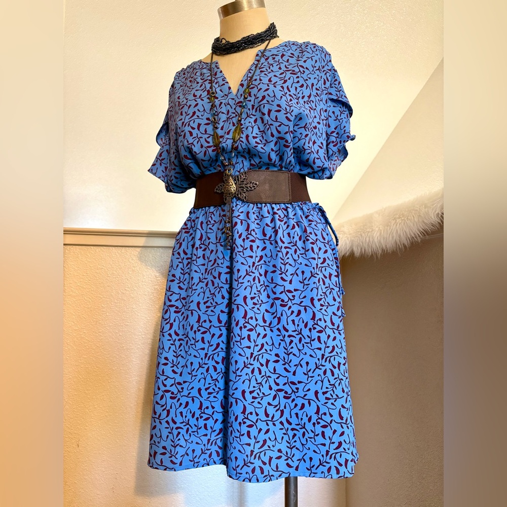 41 Hawthorn Blue and Black Midi Dress